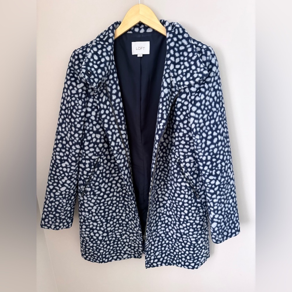 Ann Taylor Loft Women's Animal Print Long Overcoat Size S Black - Picture 4 of 7